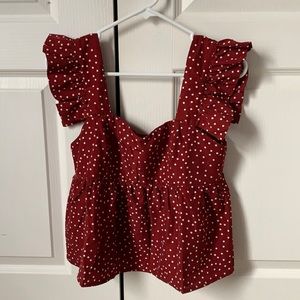 Maroon Polka Dot Top